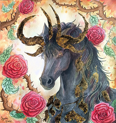 Cheval cornu avec feuilles d'or.jpg